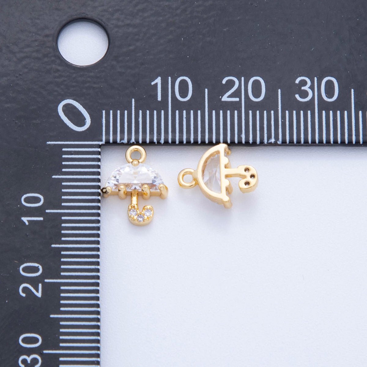 18K Gold Filled Clear CZ Umbrella Mini Charm | AF695 - DLUXCA
