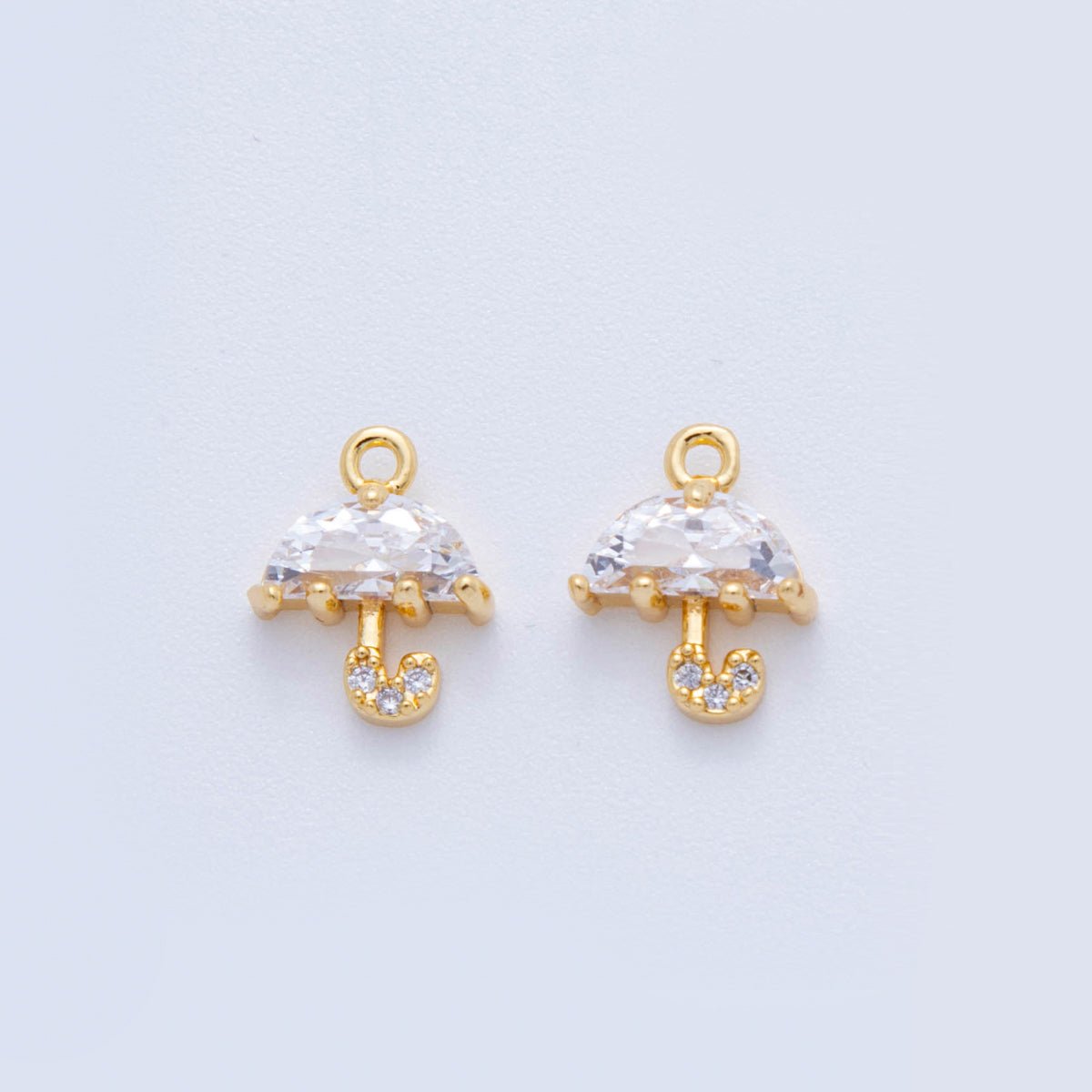 18K Gold Filled Clear CZ Umbrella Mini Charm | AF695 - DLUXCA