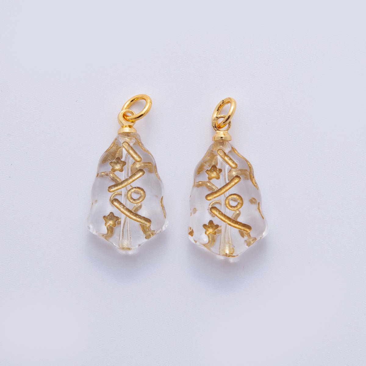 18K Gold Filled Clear Gold - Lined Acrylic Geometric Charm | N323 - DLUXCA