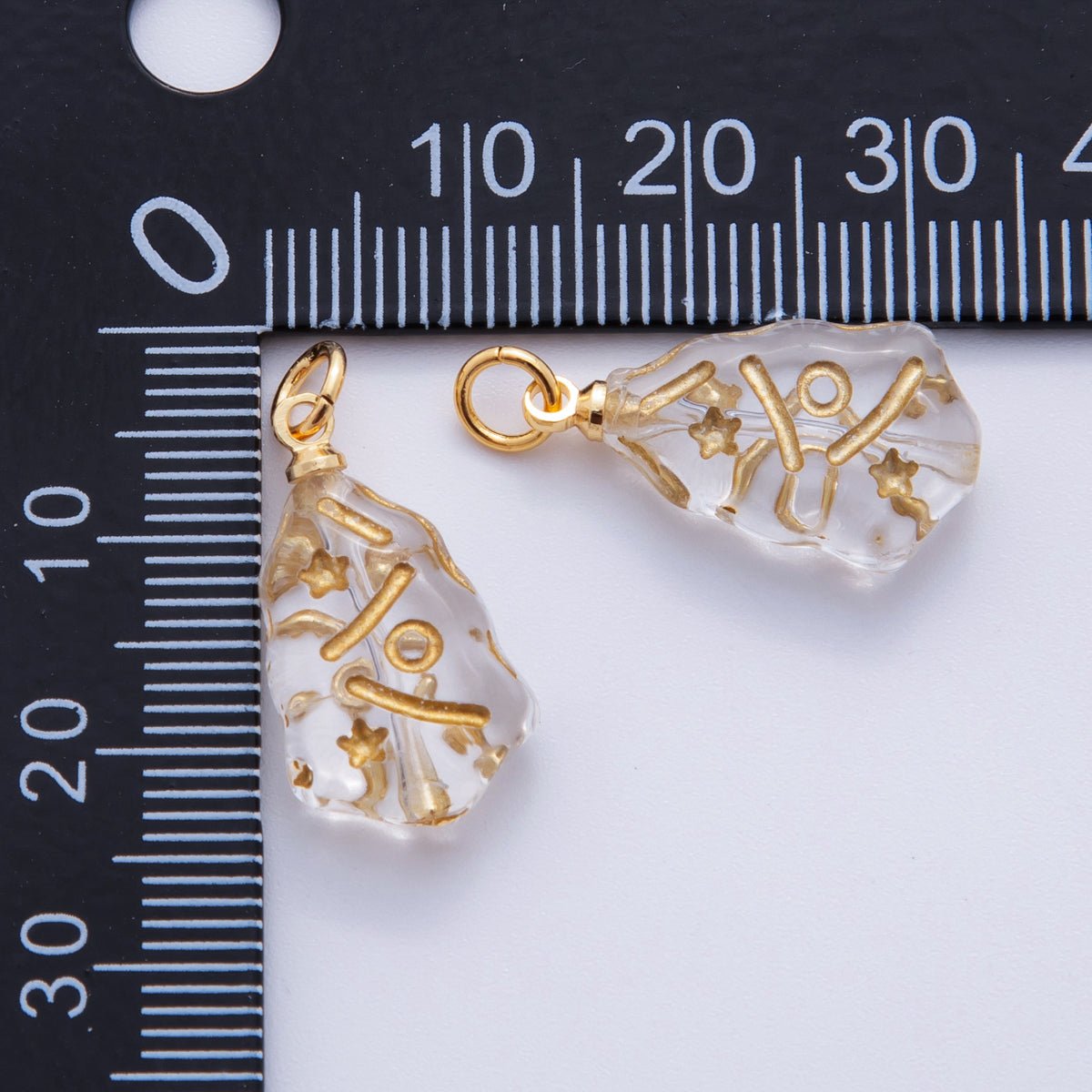 18K Gold Filled Clear Gold - Lined Acrylic Geometric Charm | N323 - DLUXCA