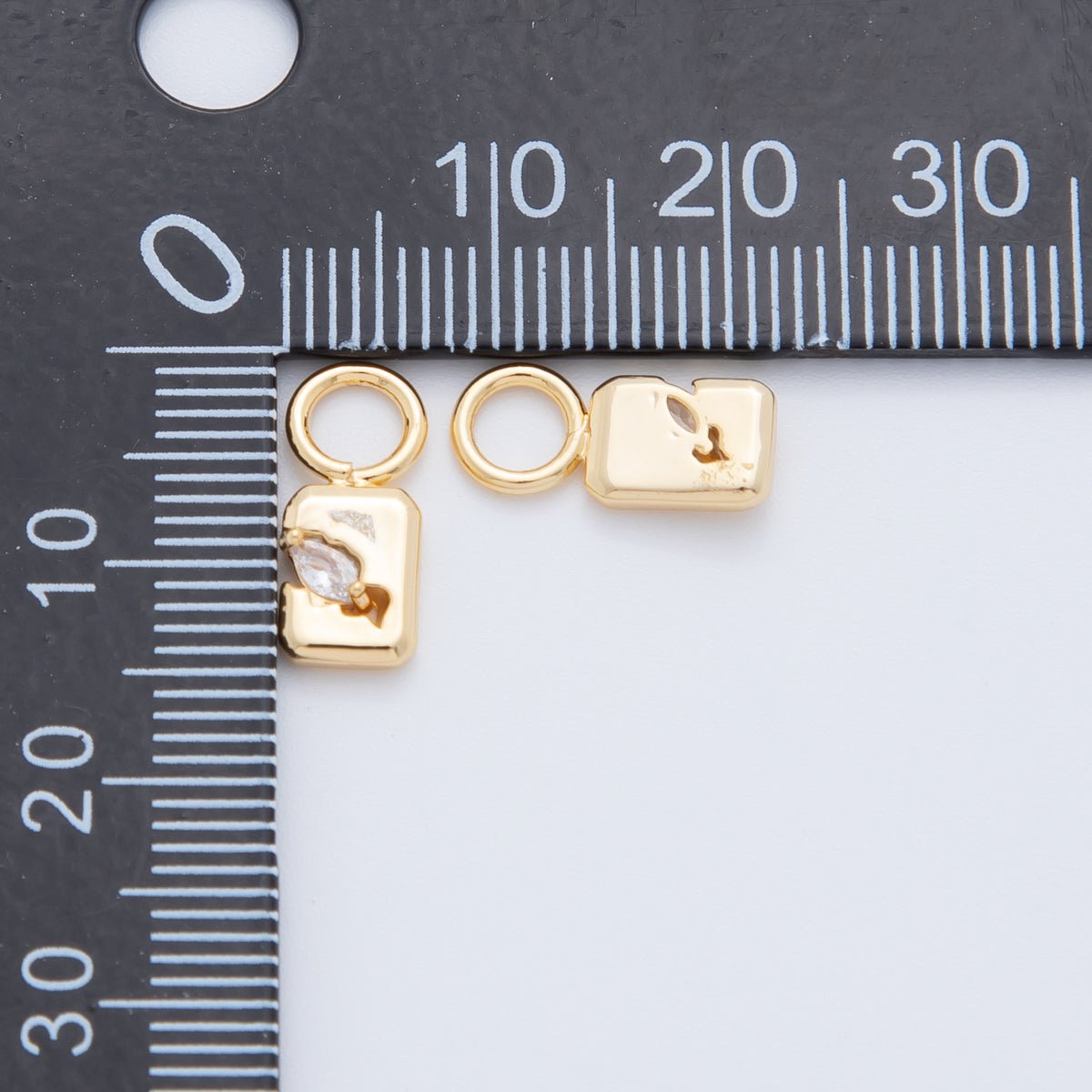 18K Gold Filled Clear Marquise CZ Tag Add - On Drop Earring Charm | AF743 - DLUXCA