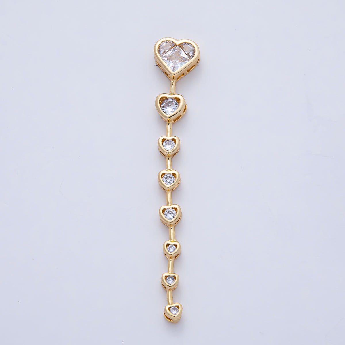 18K Gold Filled Clear, Multicolor Heart CZ Bezel Gradient Drop Bead | B419 - DLUXCA