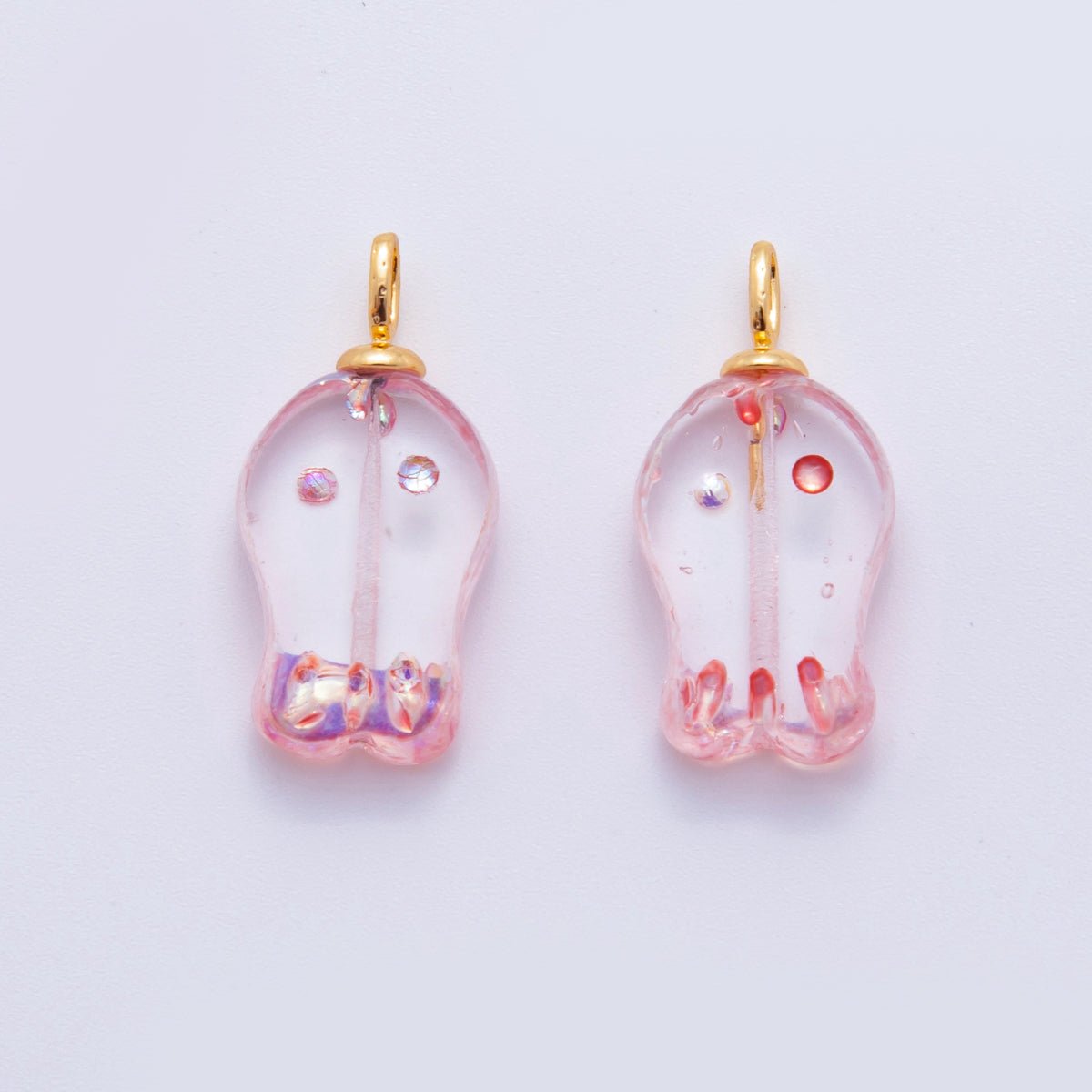 18K Gold Filled Clear Pink Foil Fish Mini Charm | AF293 - DLUXCA