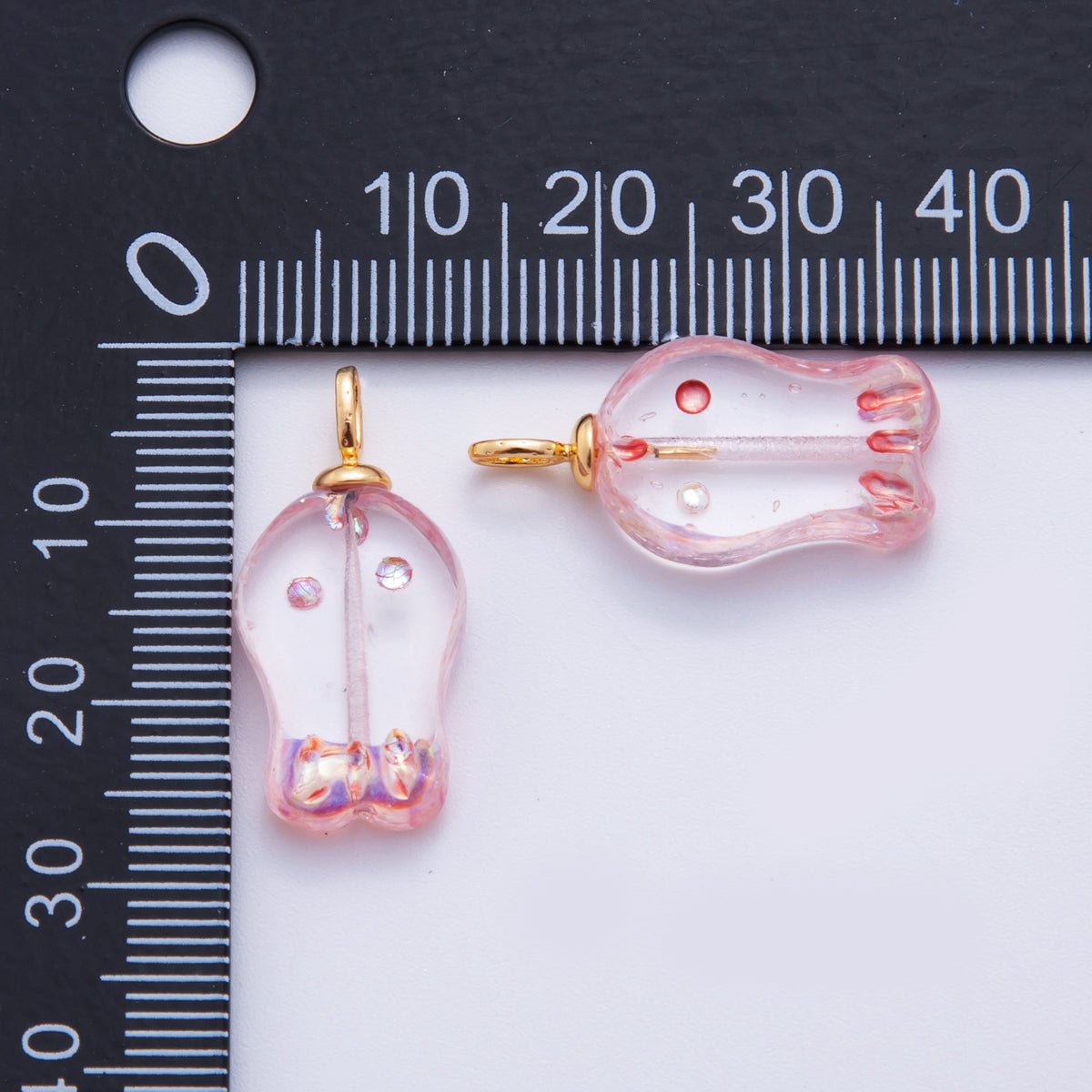 18K Gold Filled Clear Pink Foil Fish Mini Charm | AF293 - DLUXCA