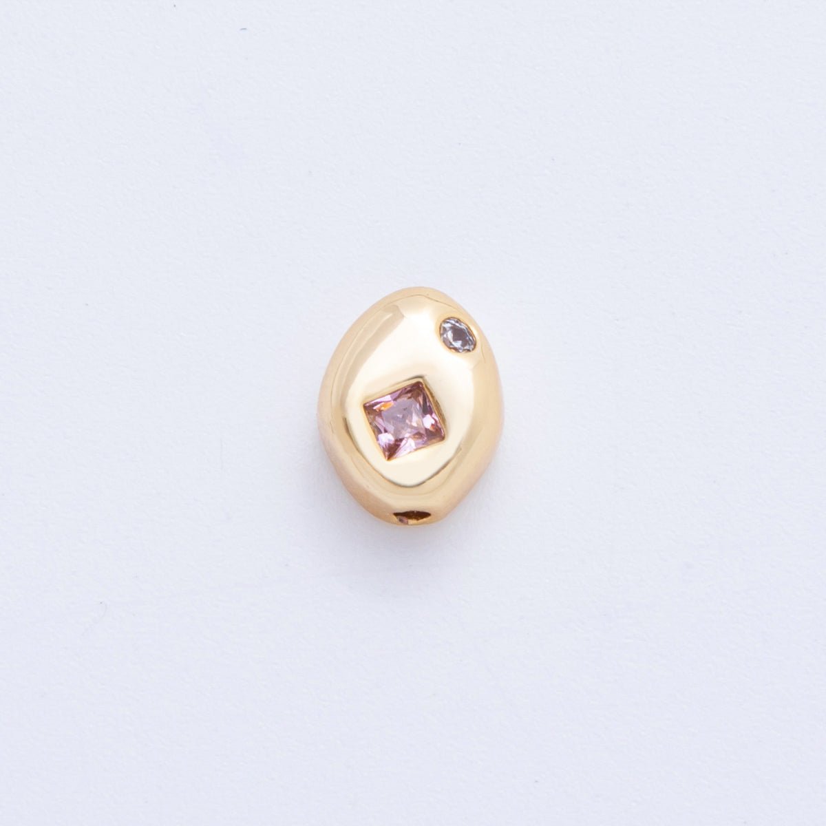 18K Gold Filled Clear, Pink Rhombus CZ Geometric Oval Bead Spacer | AF1022 AF1023 - DLUXCA