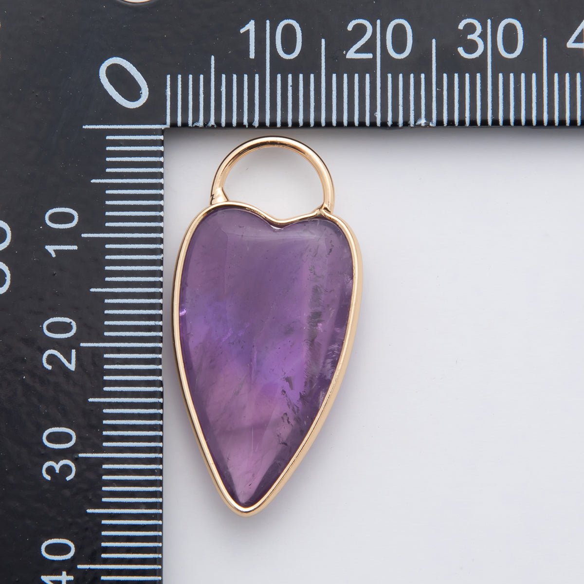 18K Gold Filled Clear Quartz, Grey Agate, Rose Quartz, Amethyst Heart Padlock Charm | X250 - X323 - DLUXCA