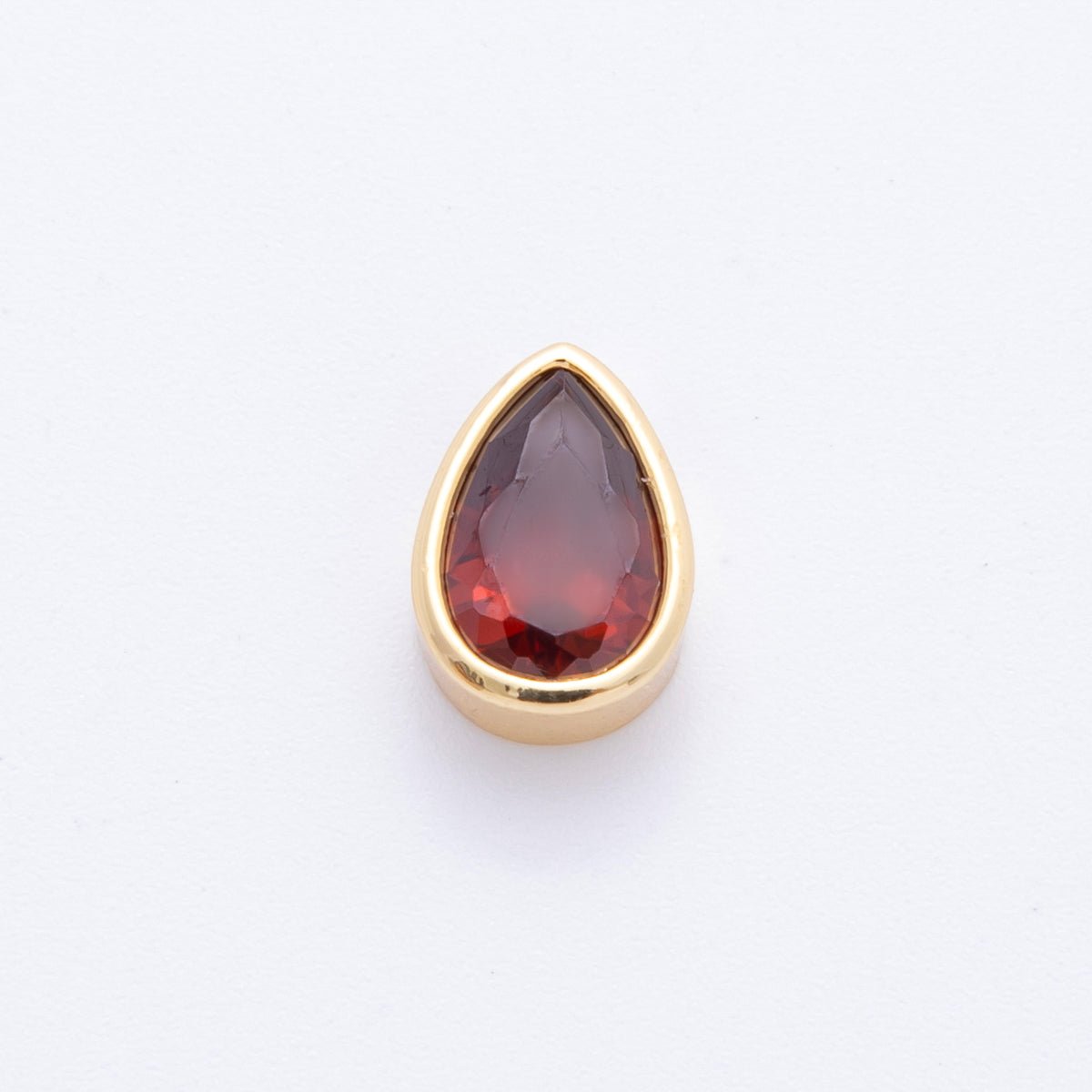 18K Gold Filled Clear, Red, Green, Pink CZ Teardrop Bezel Bead Charm | AF1032 AF1056 - DLUXCA