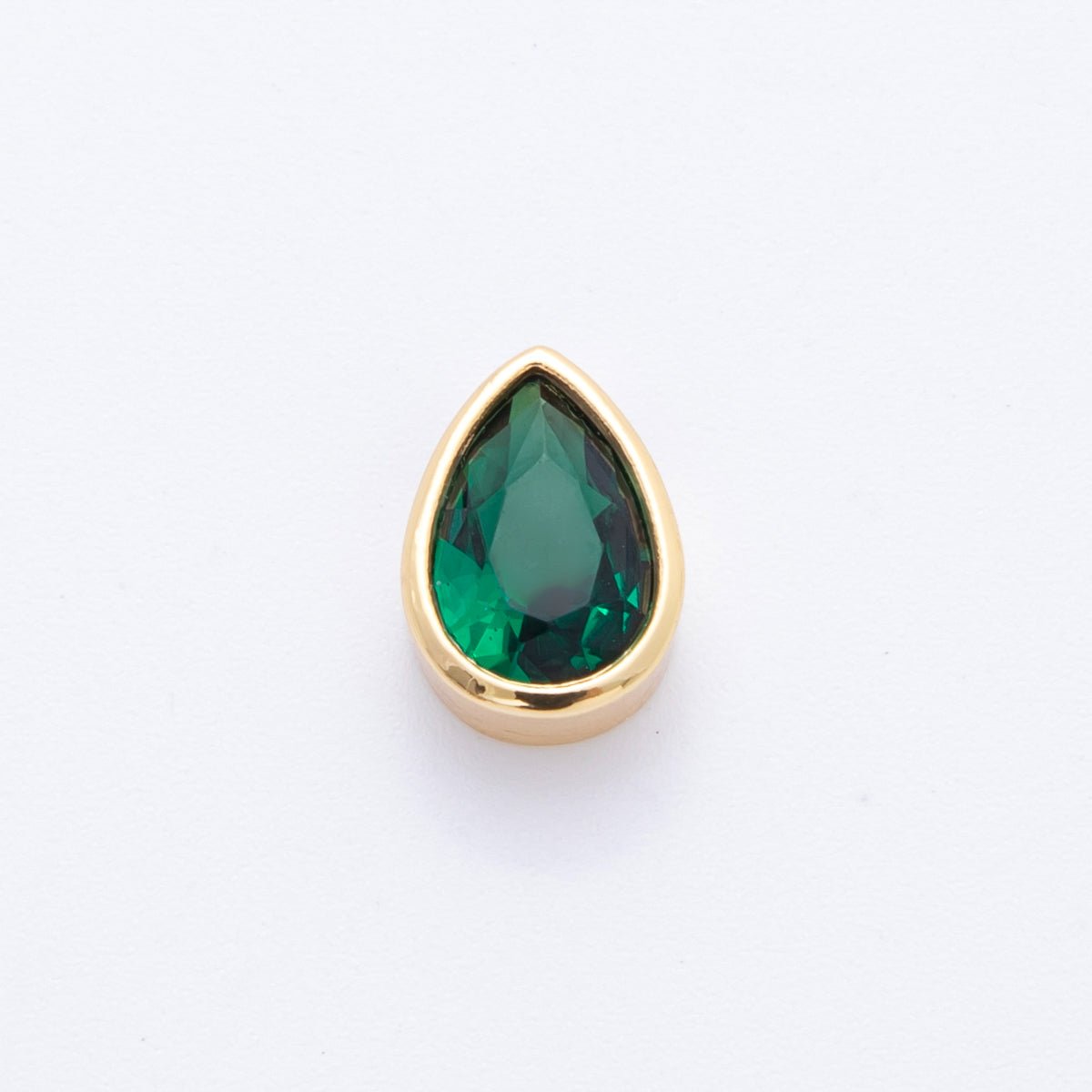 18K Gold Filled Clear, Red, Green, Pink CZ Teardrop Bezel Bead Charm | AF1032 AF1056 - DLUXCA