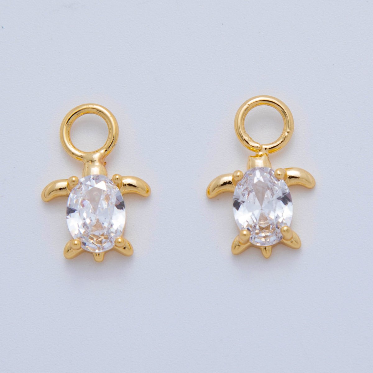 18K Gold Filled CZ Turtle Tortoise Add - On Drop Earring Charm | AF769 - DLUXCA