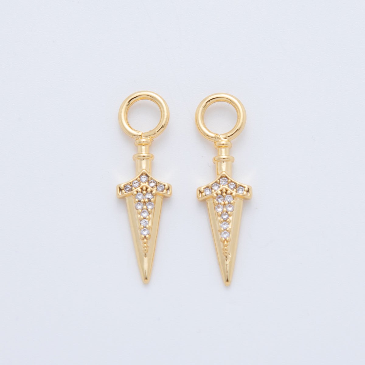18K Gold Filled Dagger Knife CZ Add - On Drop Earring Charm | AF755 - DLUXCA