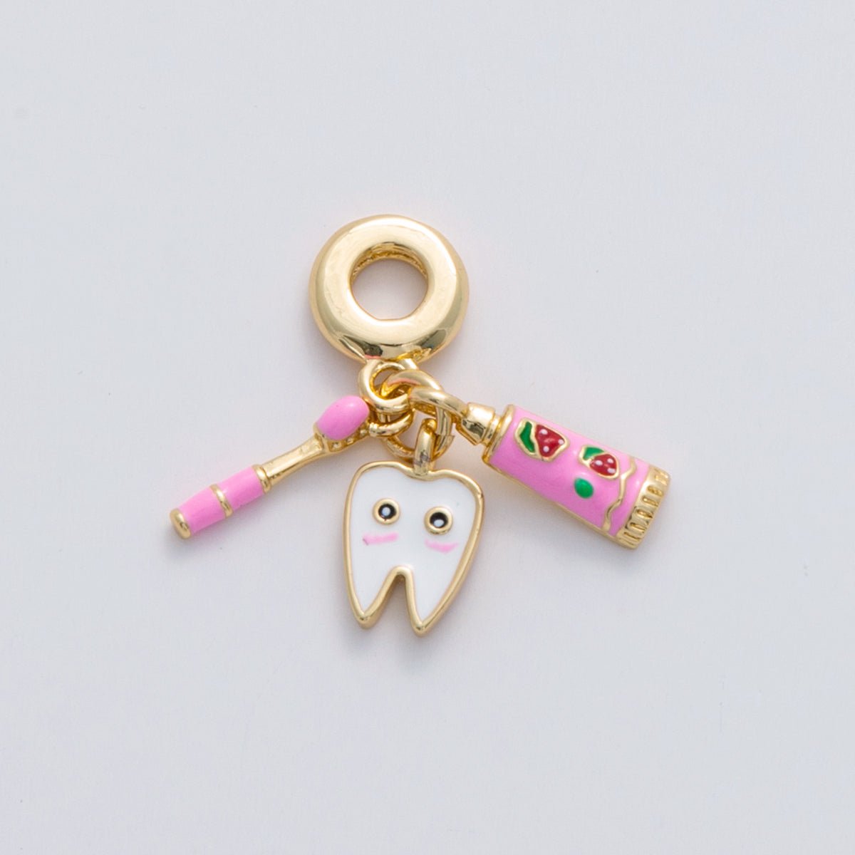 18K Gold Filled Dentist Tooth Brush Paste Rhondelle Drop Pendant | C224 - DLUXCA