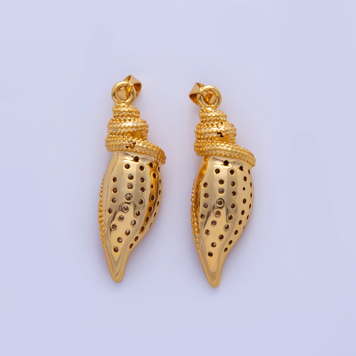 18K Gold Filled Dotted Conch Sea Shell 3D Multidimensional PPendant | AH721 - DLUXCA