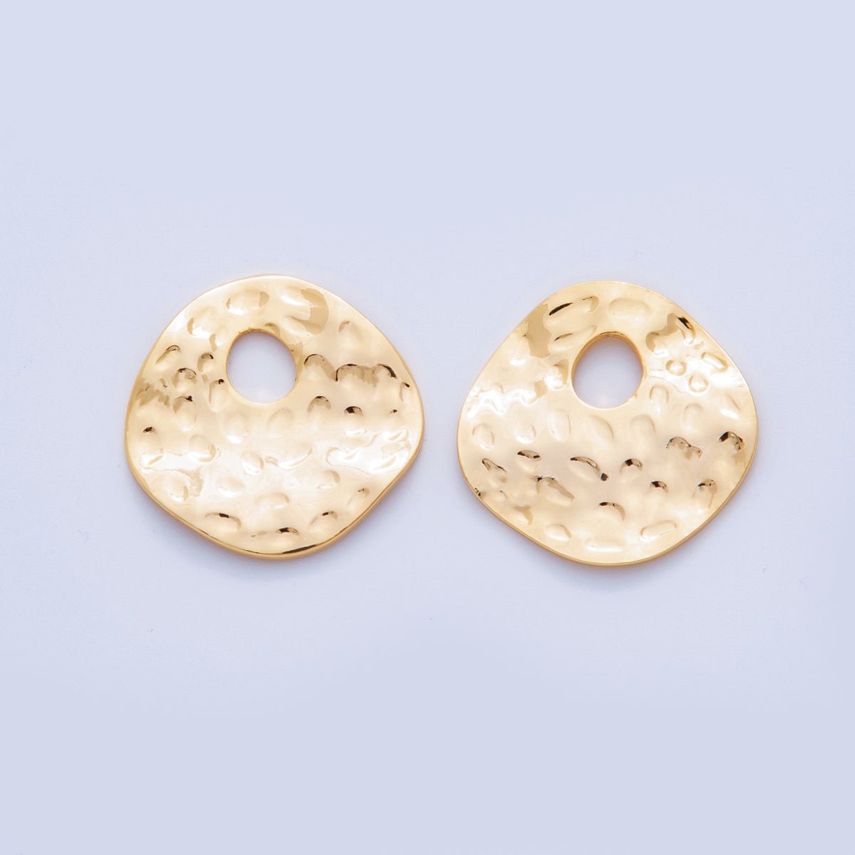 18K Gold Filled Dotted Hammered Donut Round Thin Charm Finding | Z1181 - DLUXCA