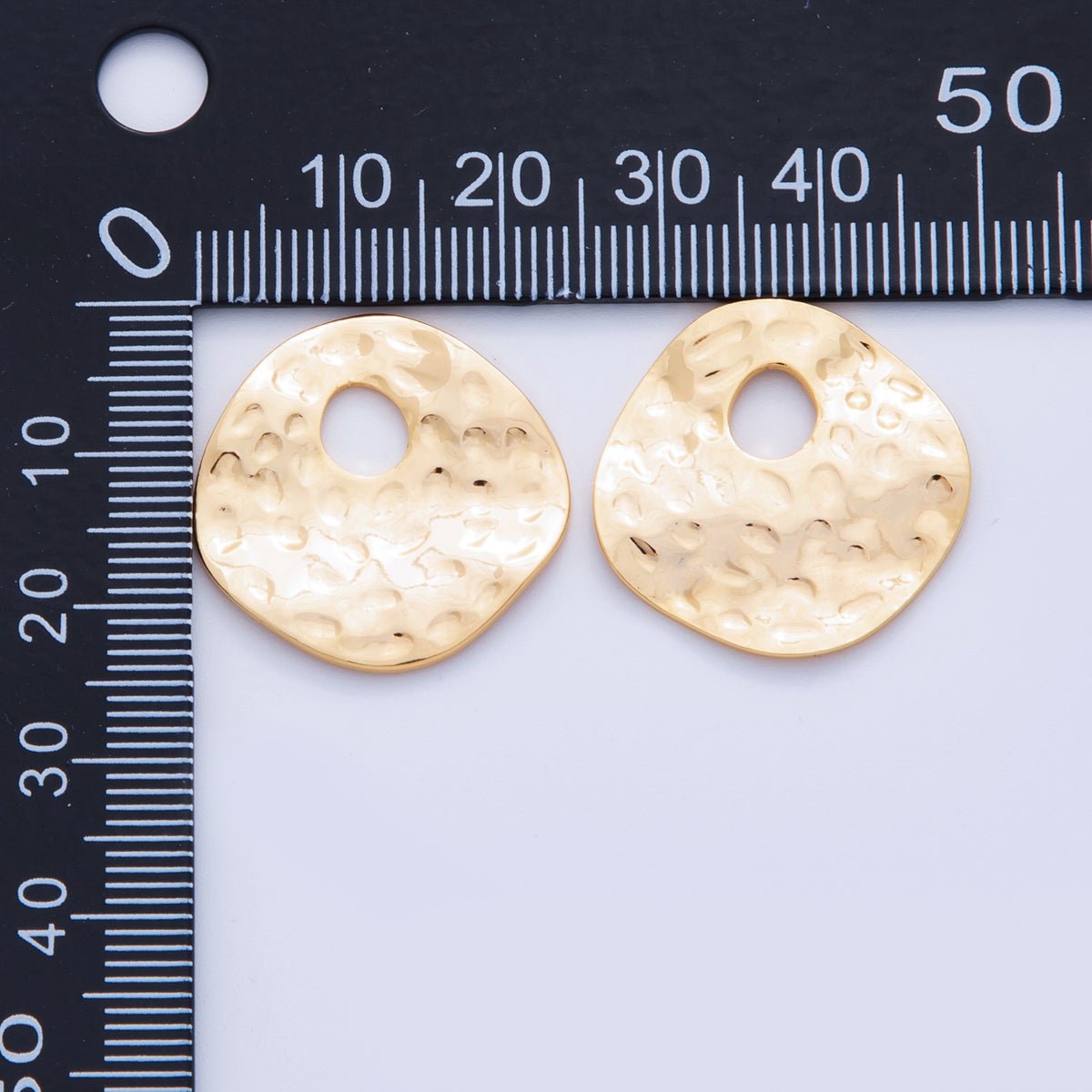 18K Gold Filled Dotted Hammered Donut Round Thin Charm Finding | Z1181 - DLUXCA
