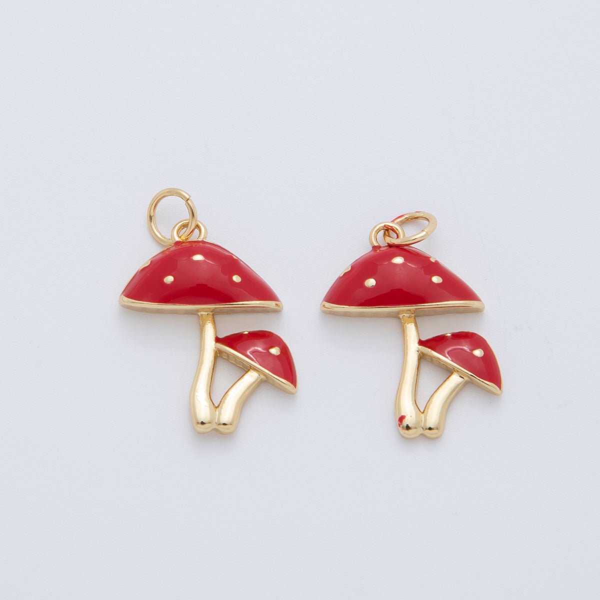 18K Gold Filled Dotted Red Mushroom Plant Charm | AF407 - DLUXCA