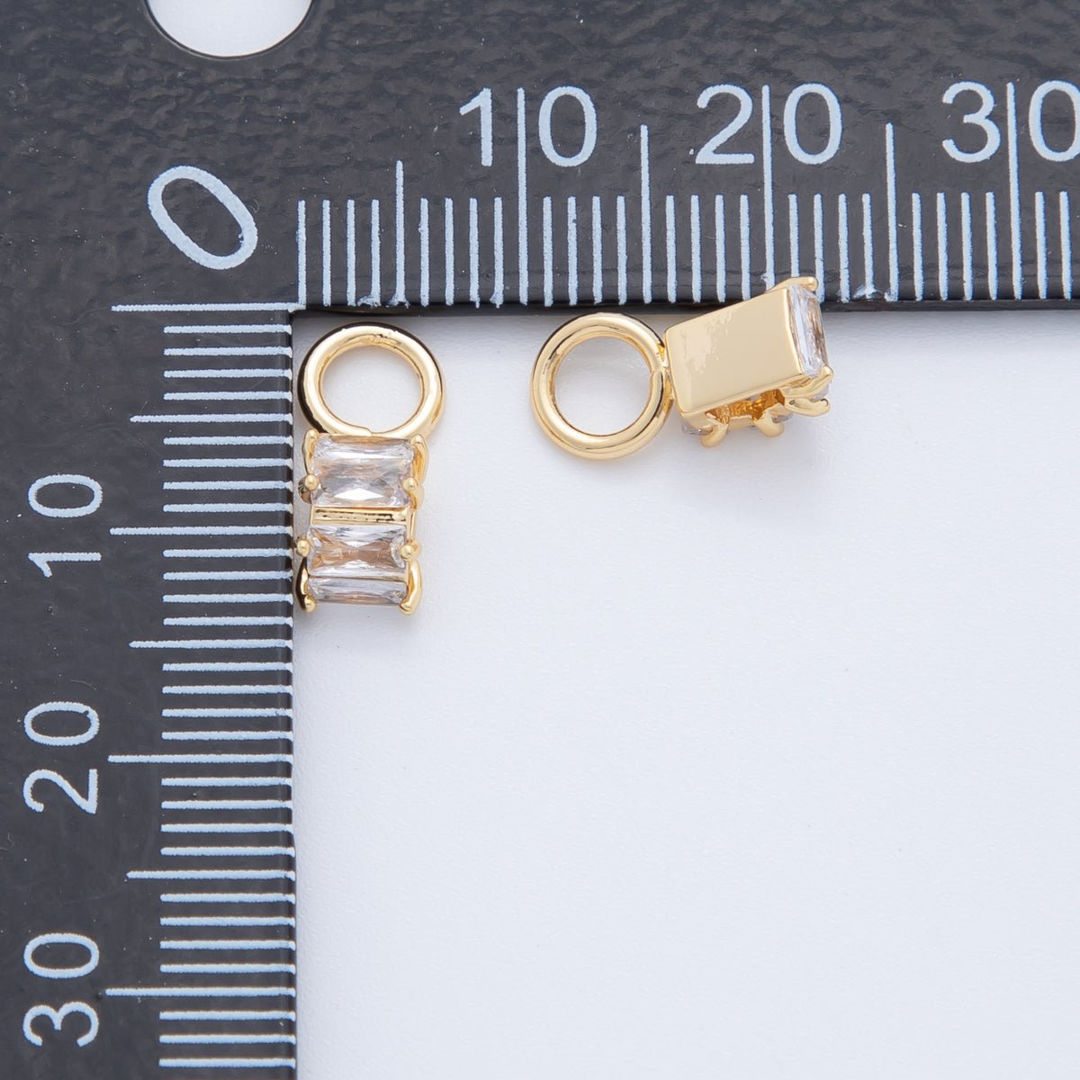 18K Gold Filled Double Baguette CZ Add - On Drop Earring Charm | AF751 - DLUXCA