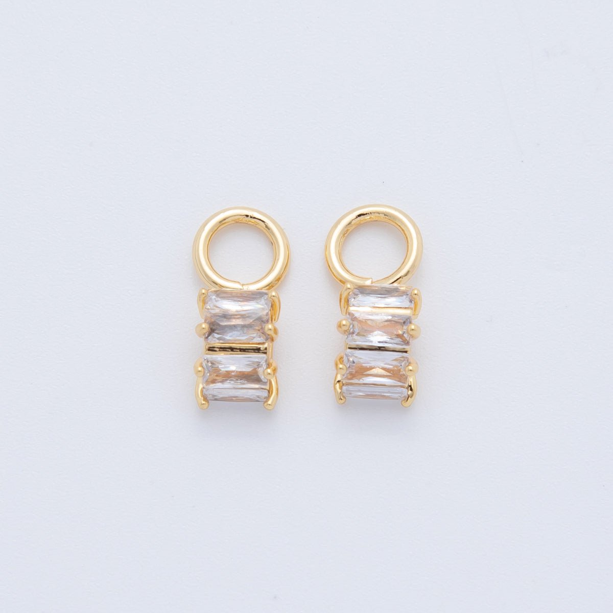 18K Gold Filled Double Baguette CZ Add - On Drop Earring Charm | AF751 - DLUXCA