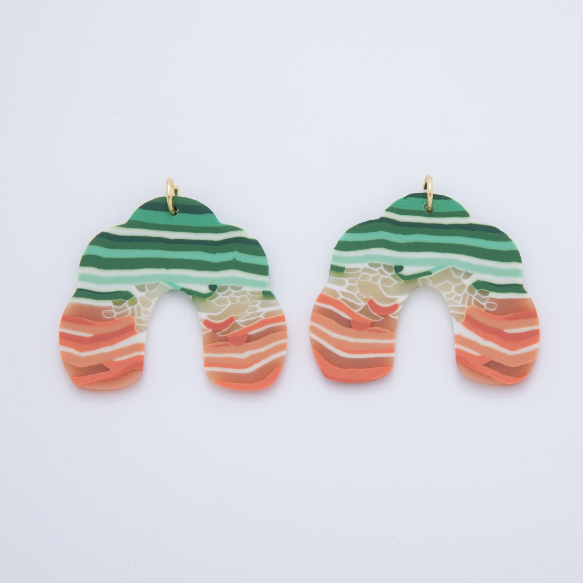 18K Gold Filled Earth - Tone Multicolor Rainbow Polymer Clay Charm | AF708 - DLUXCA