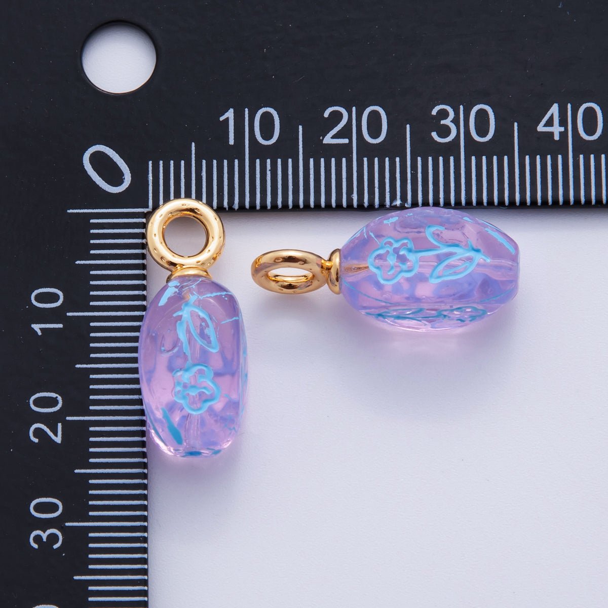 18K Gold Filled Flower Daisy Gold, Blue Lined Sphere Drop Pendant | AF722 - DLUXCA