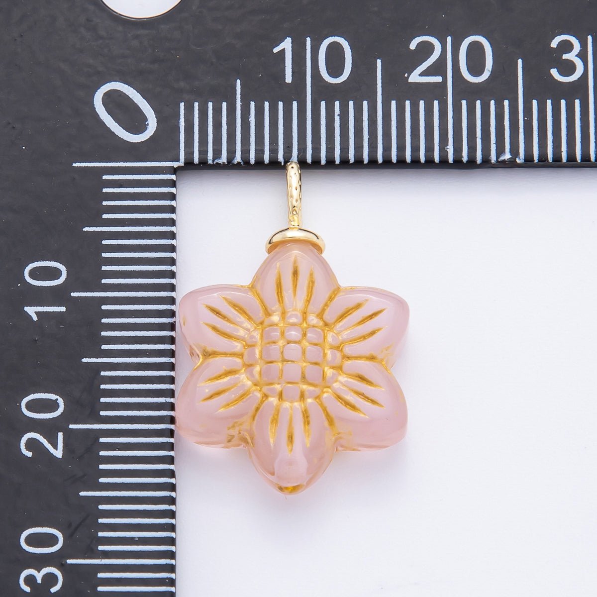 18K Gold Filled Gold Lined Flower Czech Beads Drop Charm | E746 - E761 - DLUXCA