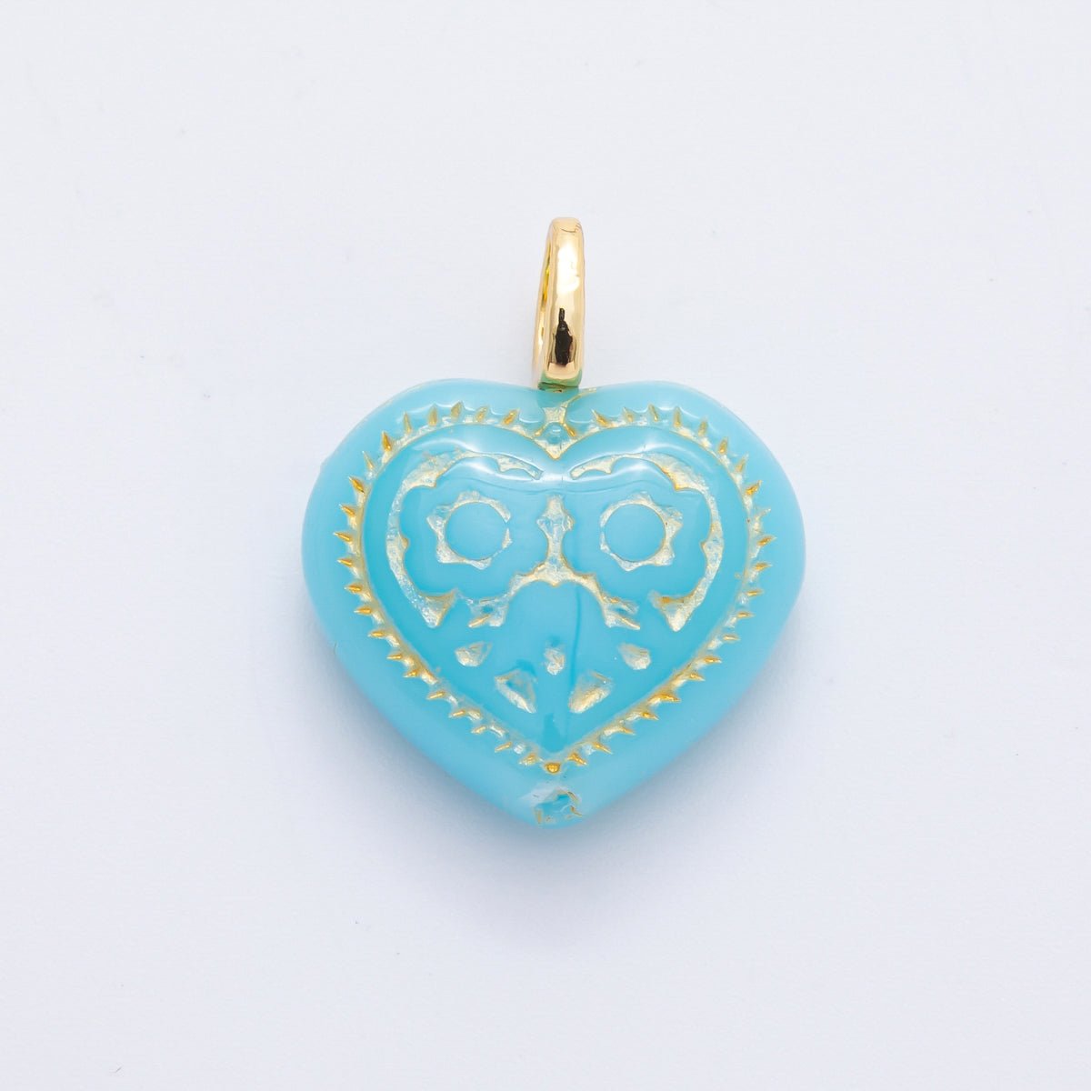 18K Gold Filled Gold - Lined Red, Blue, Green, Pink, Purple Geometric Heart Drop Charm | N462 N490 N505 N533 - DLUXCA