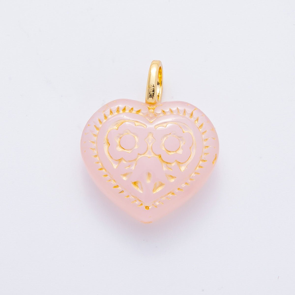 18K Gold Filled Gold - Lined Red, Blue, Green, Pink, Purple Geometric Heart Drop Charm | N462 N490 N505 N533 - DLUXCA