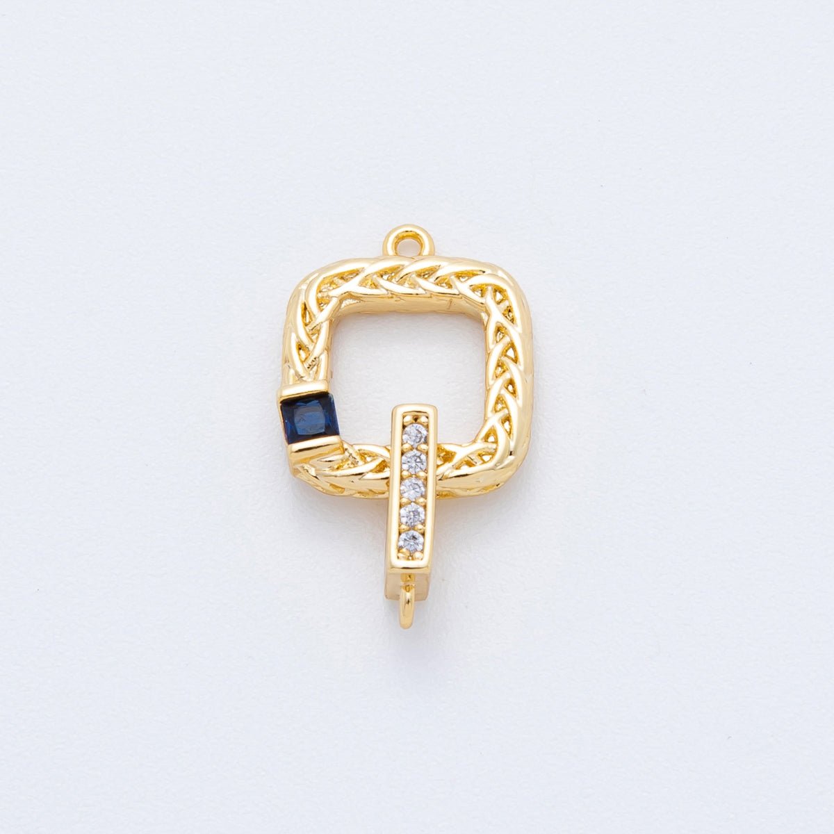 18K Gold Filled Green, Blue CZ Micro Paved Intertwine Square Closure Findings Set | Y047 - DLUXCA