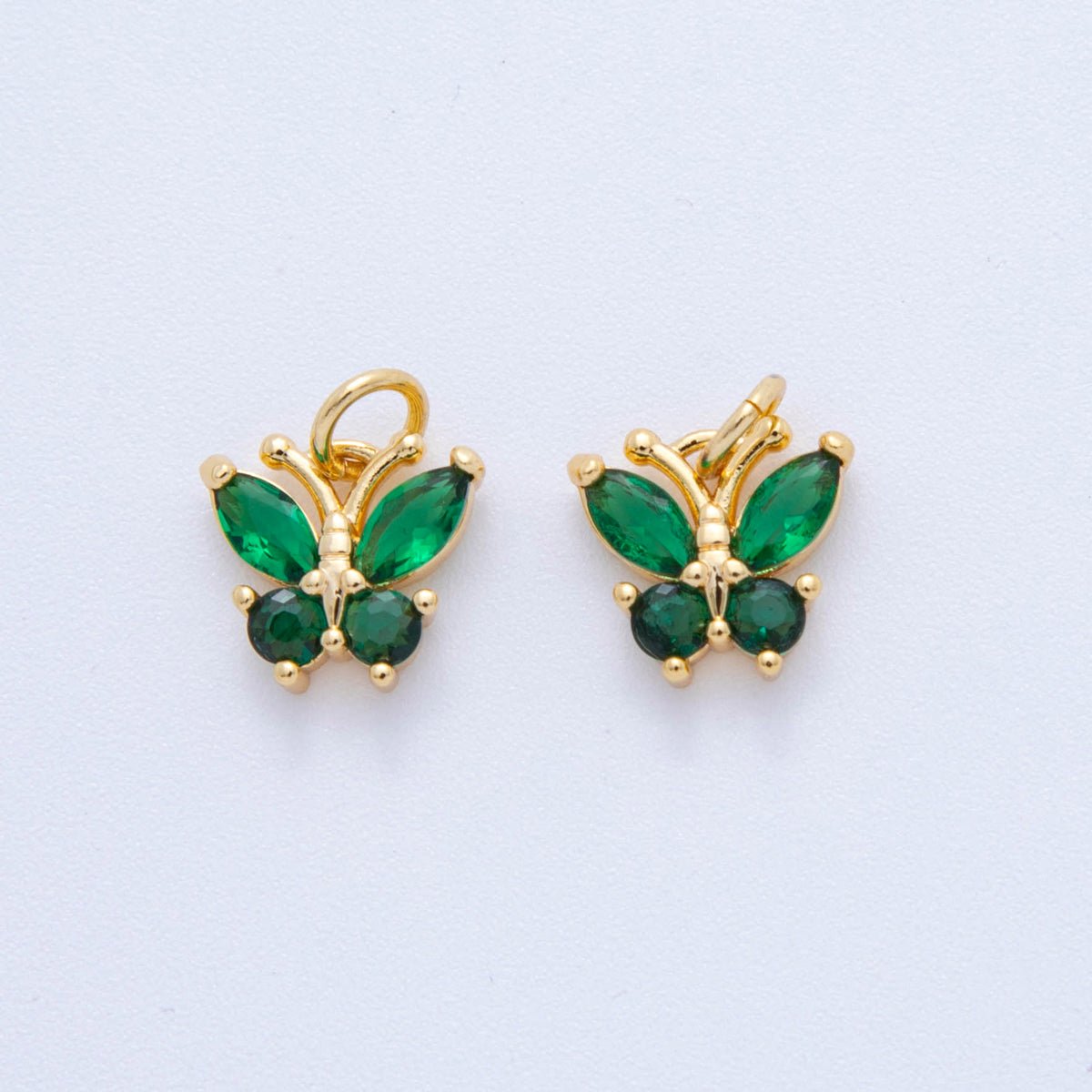 18K Gold Filled Green, Pink, Clear CZ Butterfly Insect Charm | C773 AF780 - DLUXCA