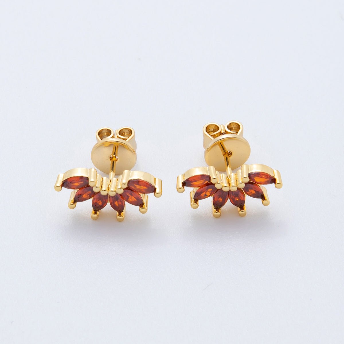 18K Gold Filled Green, Red, & Multicolor Marquise CZ Petal Sparks Studs Earrings | AJ - 181 - AJ - 183 - DLUXCA