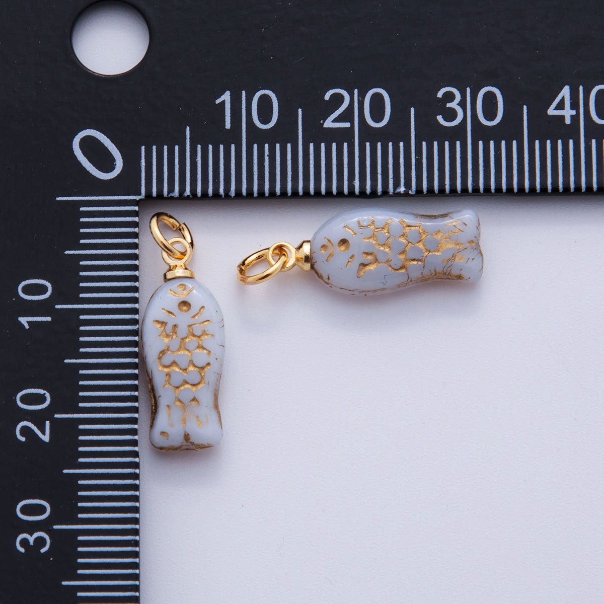 18K Gold Filled Grey Scaled Fish Mini Charm | M874 - DLUXCA