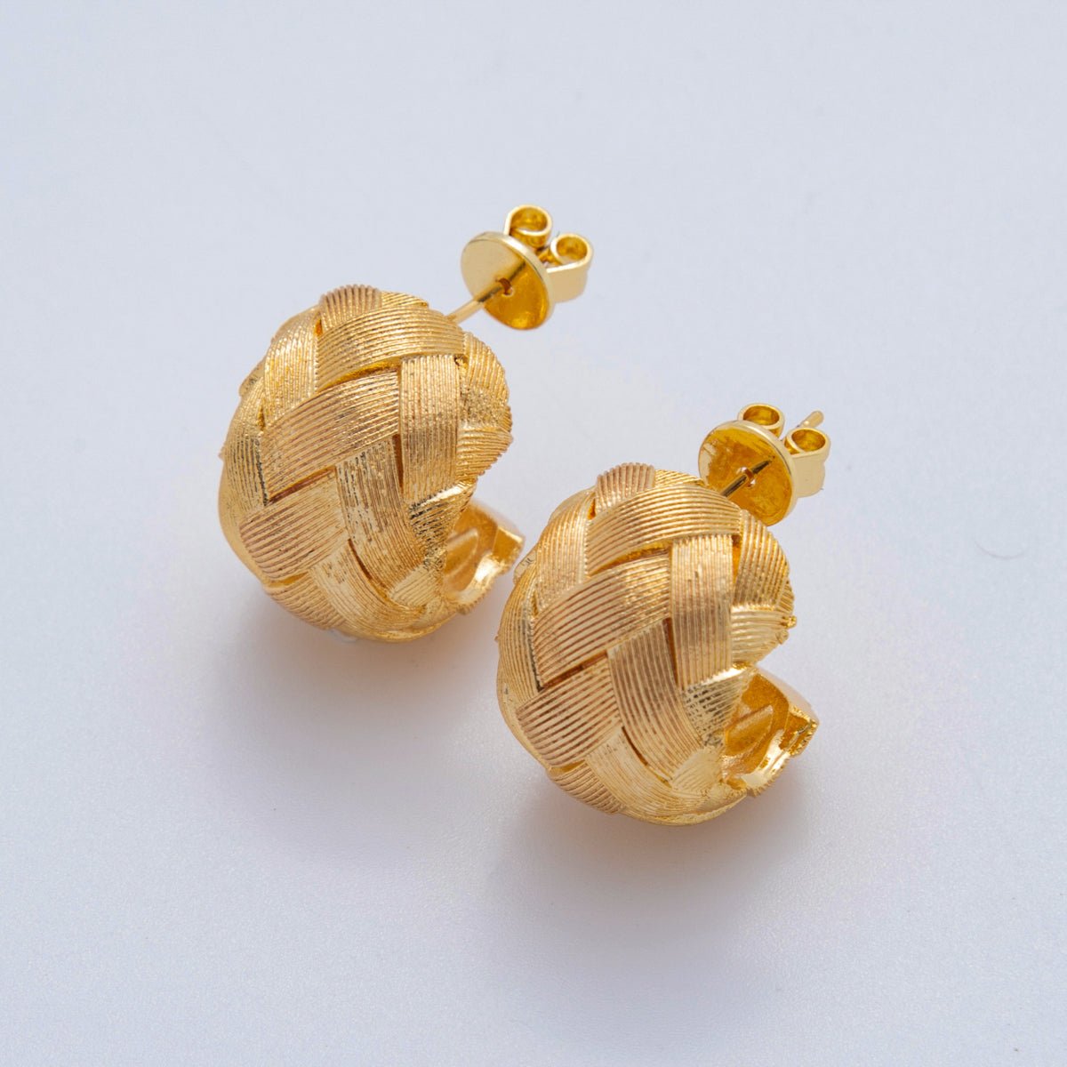 18K Gold Filled Half Wheel Tire C - Shaped Stud Earrings | AI410 - DLUXCA