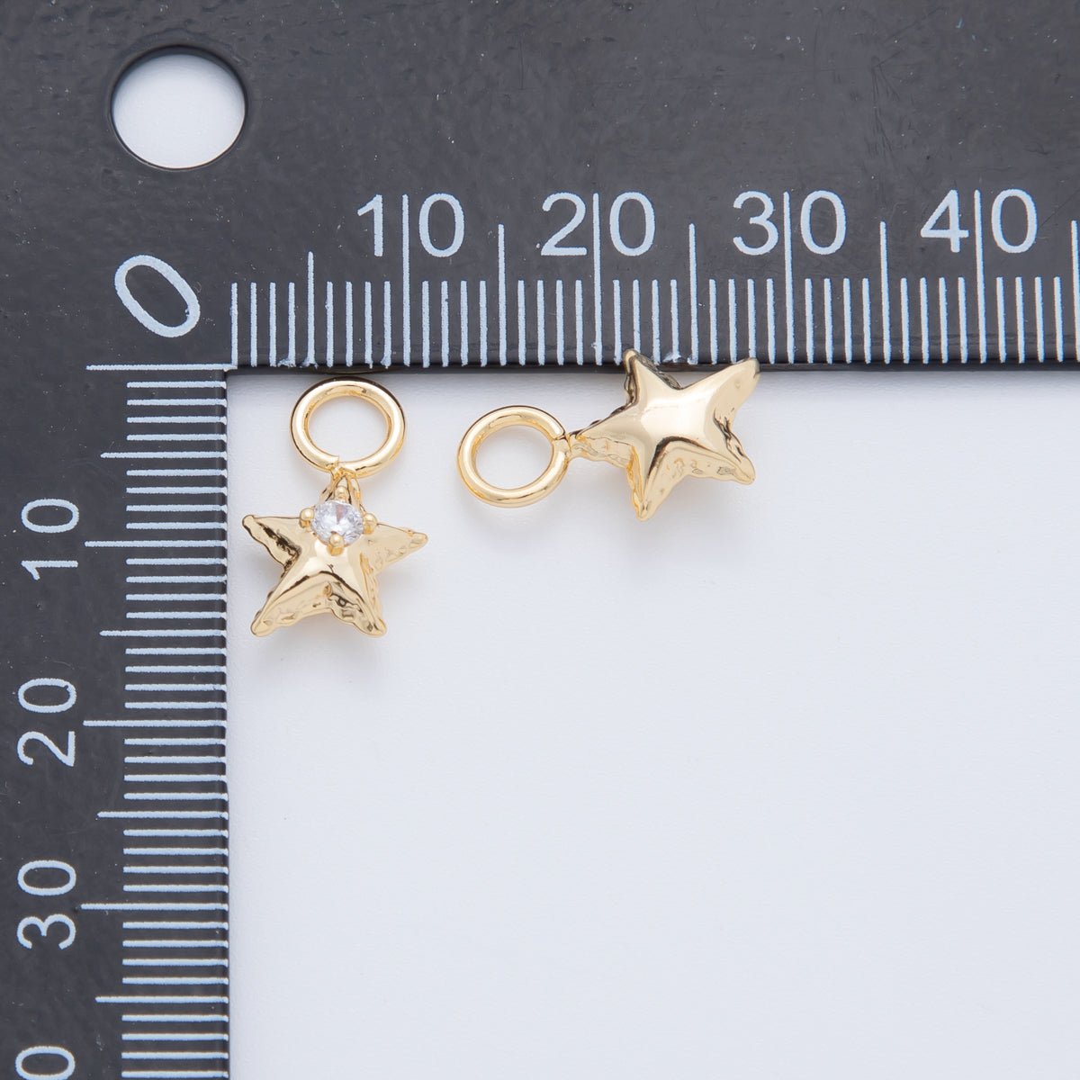 18K Gold Filled Hammered Star CZ Add - On Drop Earring Charm | AF762 - DLUXCA
