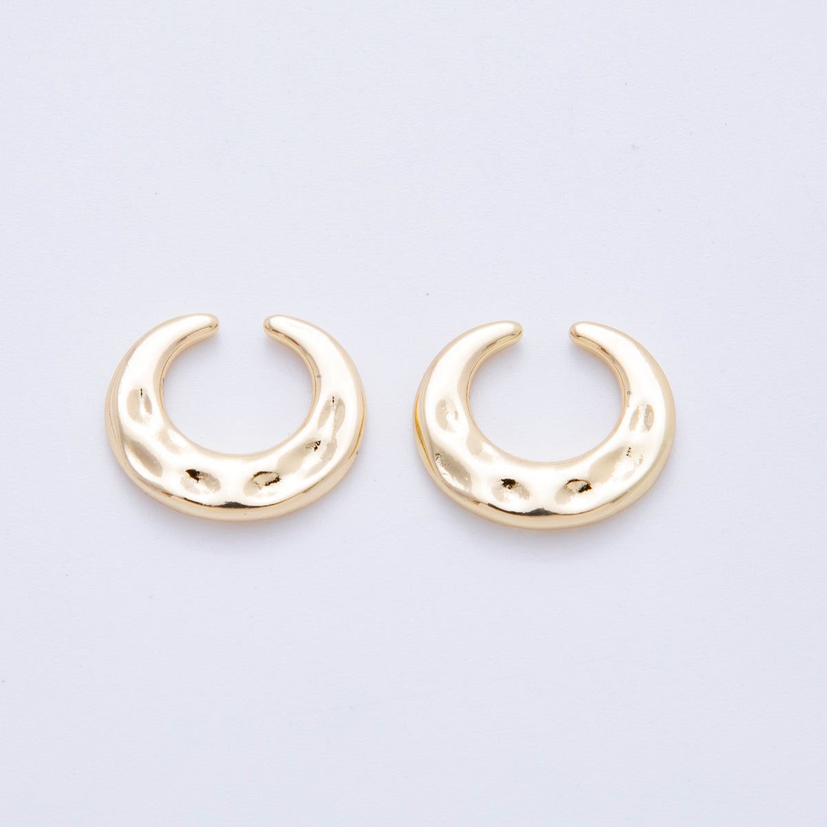 18K Gold Filled Hammered Wide Ear Cuff Earrings in Gold & Silver | AI - 261 - DLUXCA