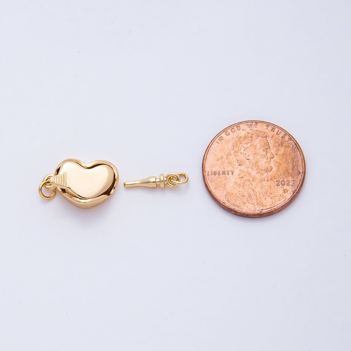 18K Gold Filled Heart Push In Closure Clasp Jewelry Findings 19x9mm | Z1452 - DLUXCA
