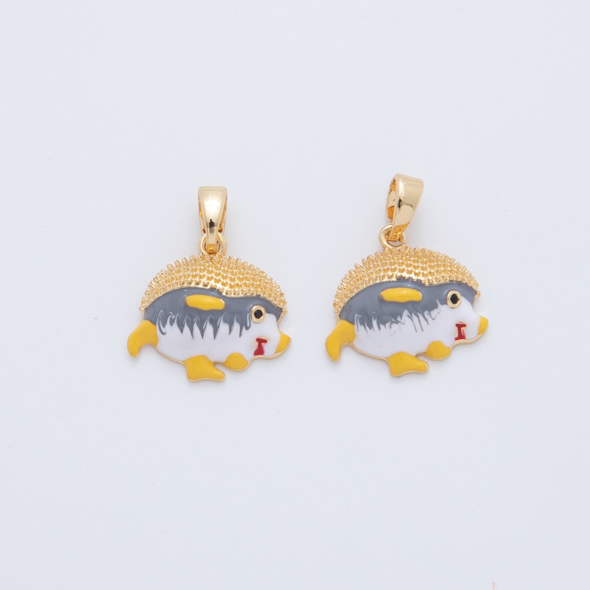 18K Gold Filled Hedgehog Porcupine Enamel Animal Pendant | AH764 - DLUXCA