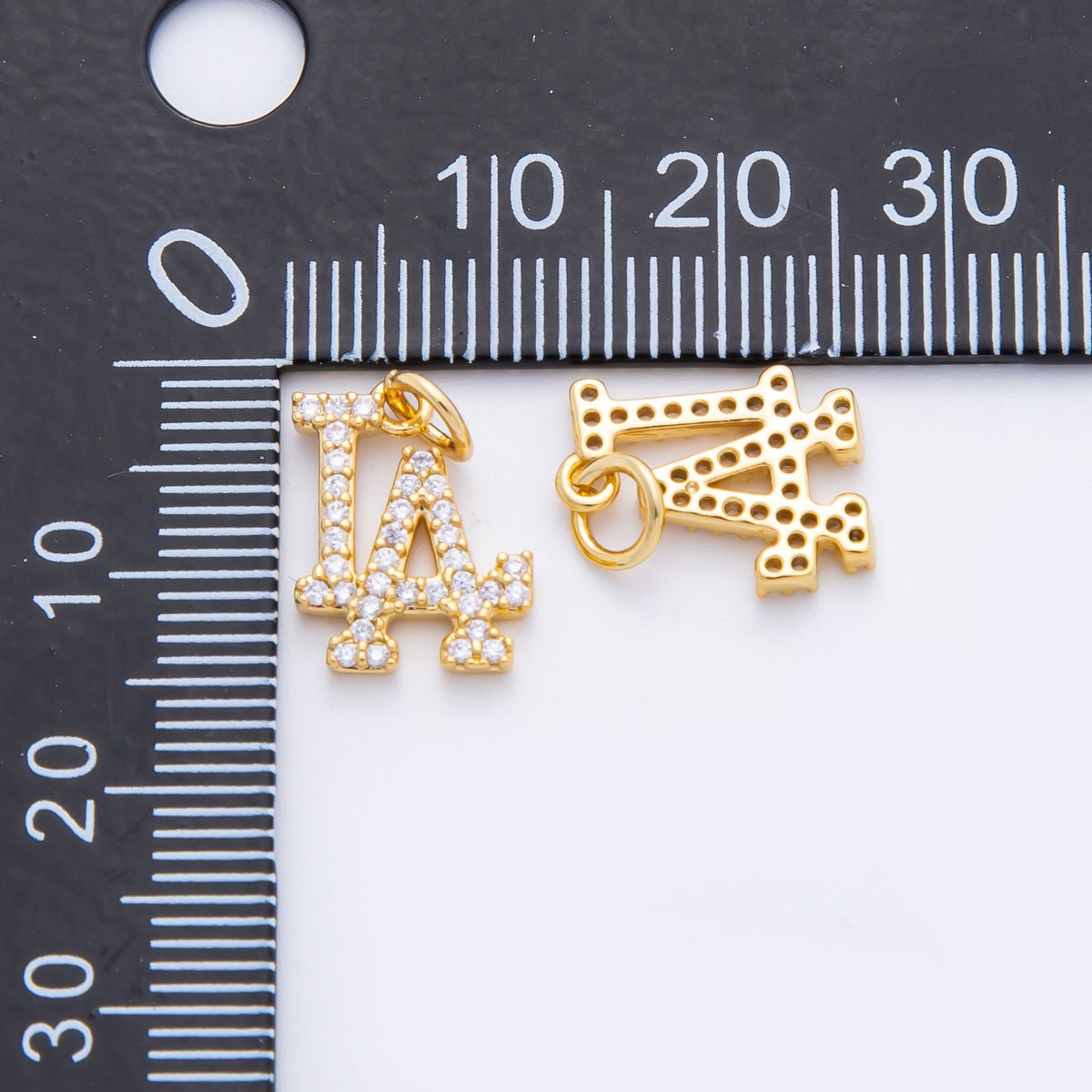 18K Gold Filled LA Pendant Micro Paved CZ Los Angeles Charm in Gold & Silver | E932 - DLUXCA