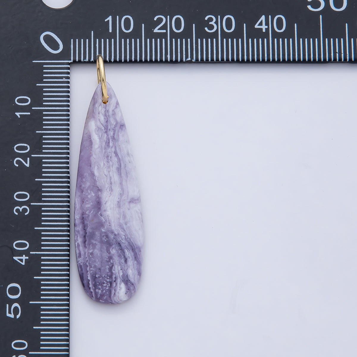 18K Gold Filled Lagoon Jasper, Charoite Teardrop Gemstone Charm | AF1592 - DLUXCA
