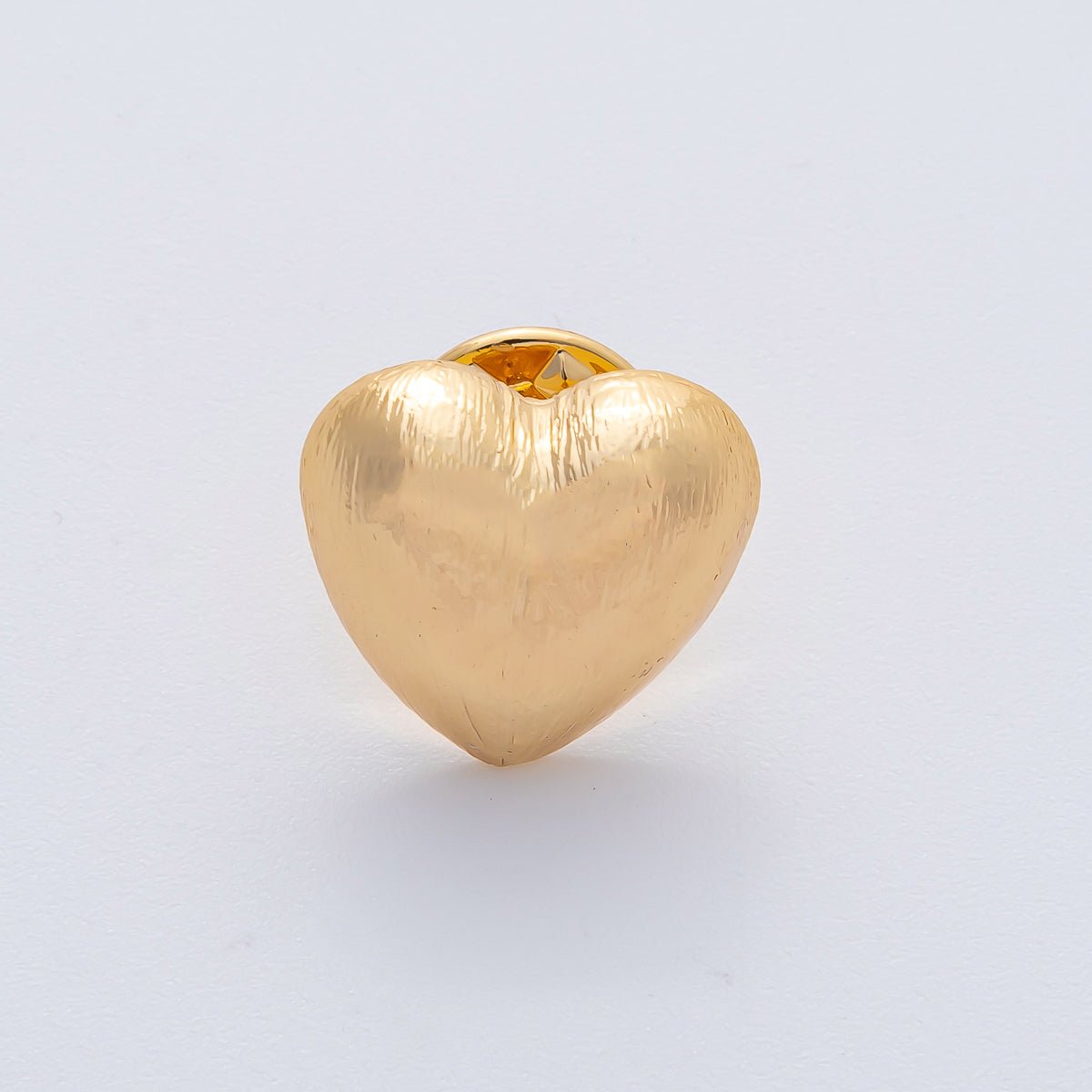 18K Gold Filled Line Textured Chubby Heart Pin Brooch Mini Finding | Z1478 - DLUXCA