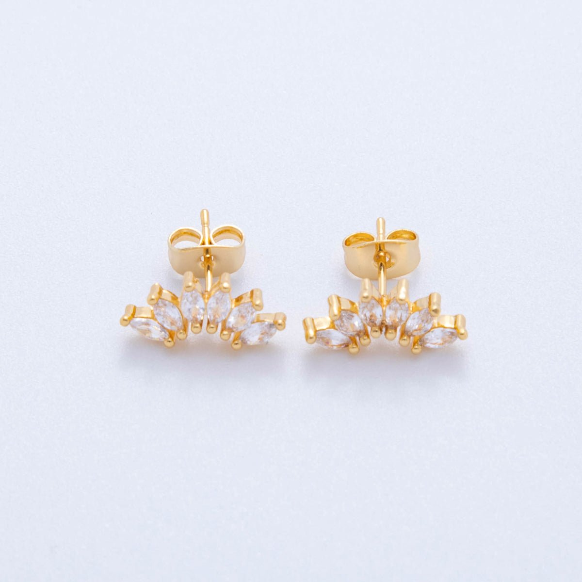 18K Gold Filled Marquise Clear CZ Half Petal Bloom Stud Earrings | AJ144 - DLUXCA