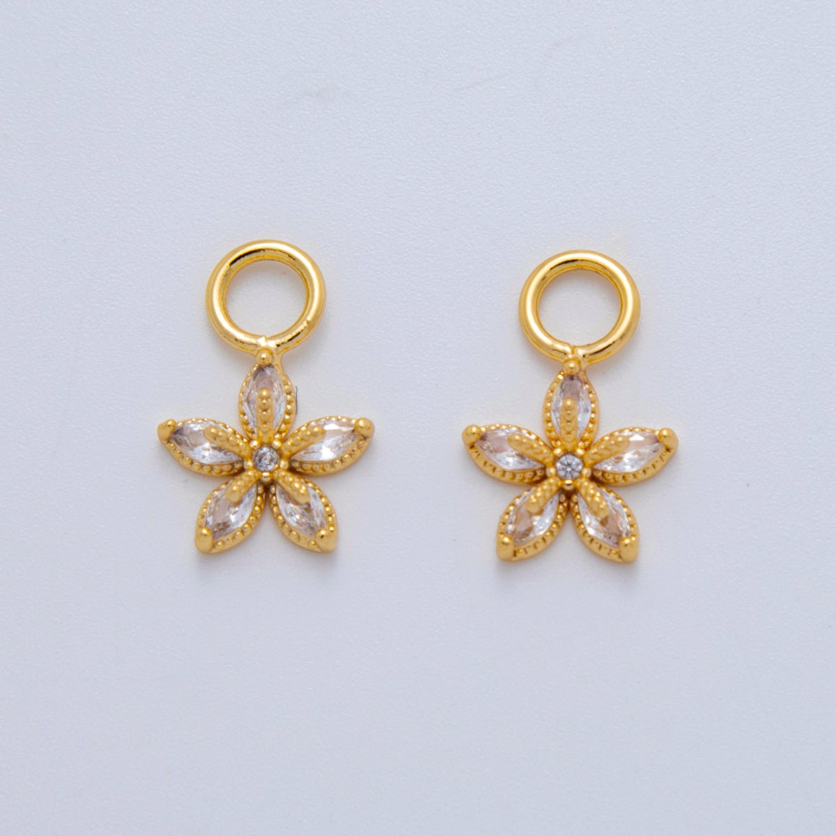 18K Gold Filled Marquise CZ Flower Add - On Drop Earring Charm | AF768 - DLUXCA
