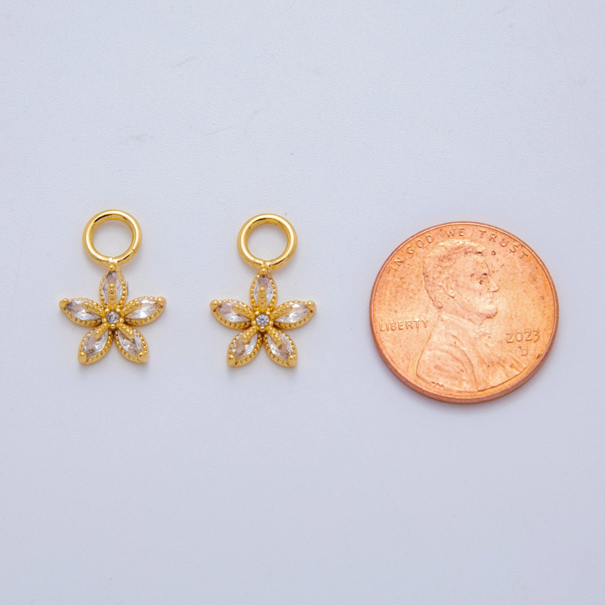 18K Gold Filled Marquise CZ Flower Add - On Drop Earring Charm | AF768 - DLUXCA