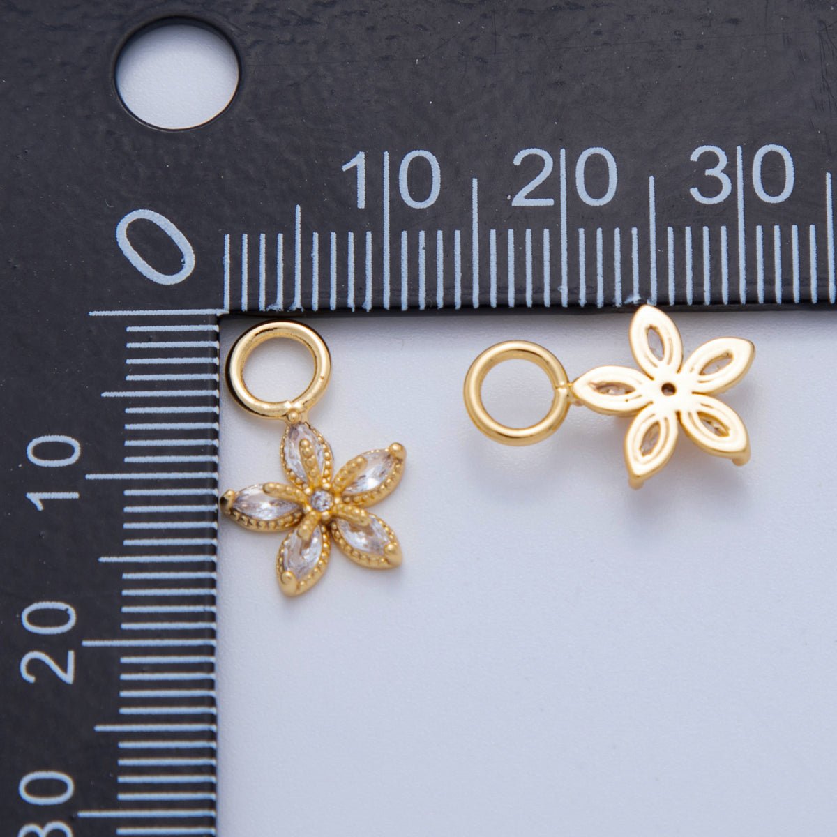 18K Gold Filled Marquise CZ Flower Add - On Drop Earring Charm | AF768 - DLUXCA