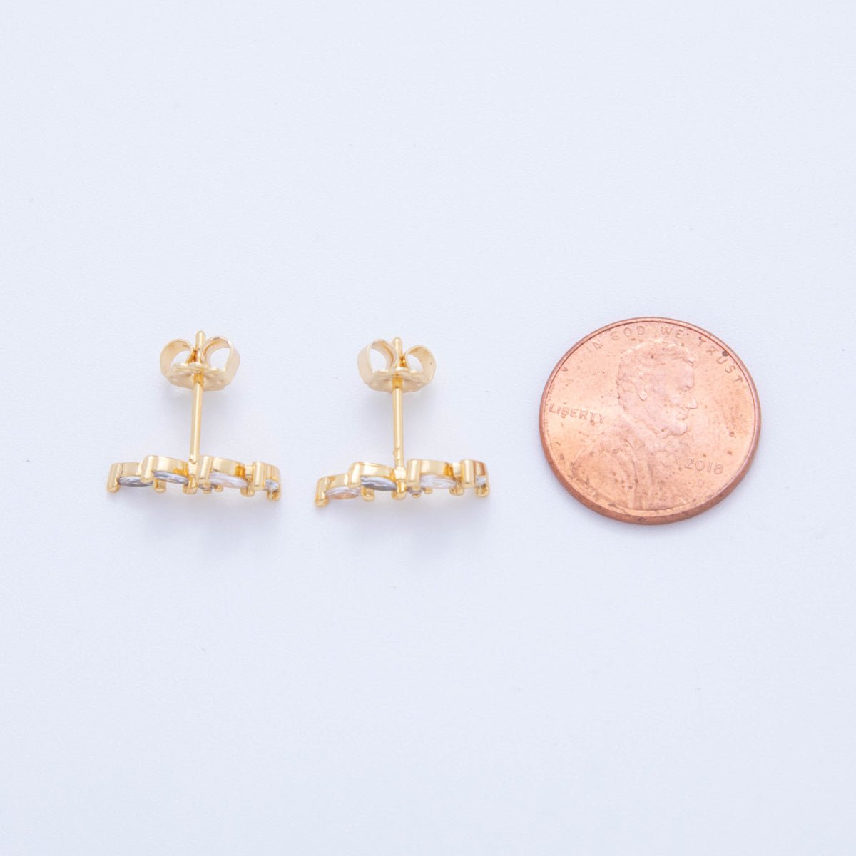 18K Gold Filled Marquise CZ Rome Leaves Stud Earrings | AI402 - DLUXCA