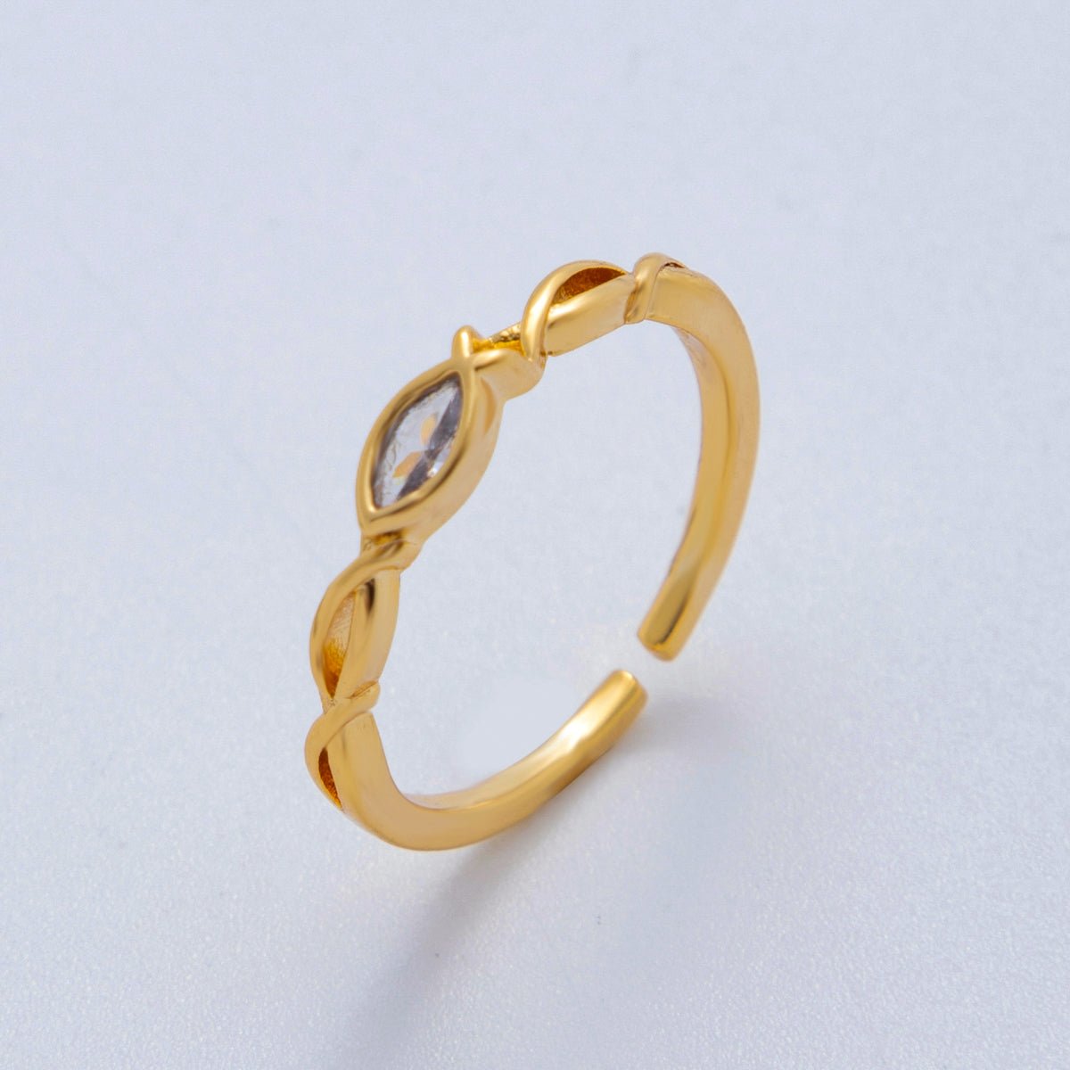 18K Gold Filled Marquise CZ Twisted Thin Ring | O2035 - DLUXCA