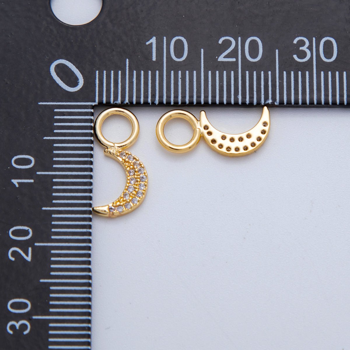 18K Gold Filled Micro Paved Celestial Crescent Moon Add - On Drop Earring Charm | AF774 - DLUXCA