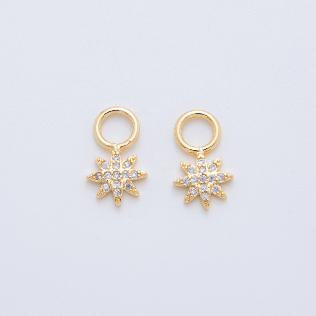 18K Gold Filled Micro Paved Celestial Star Add - On Drop Earring Charm | AF741 - DLUXCA