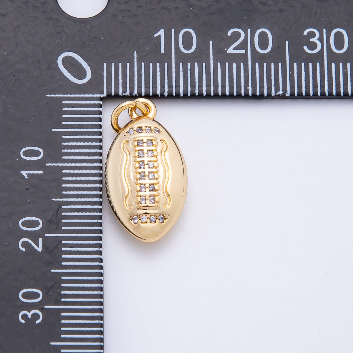 18K Gold Filled Micro Paved CZ American Football Sports Charm in Gold & Silver | N555 - DLUXCA