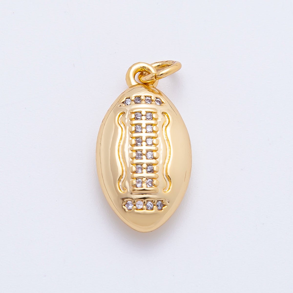 18K Gold Filled Micro Paved CZ American Football Sports Charm in Gold & Silver | N555 - DLUXCA