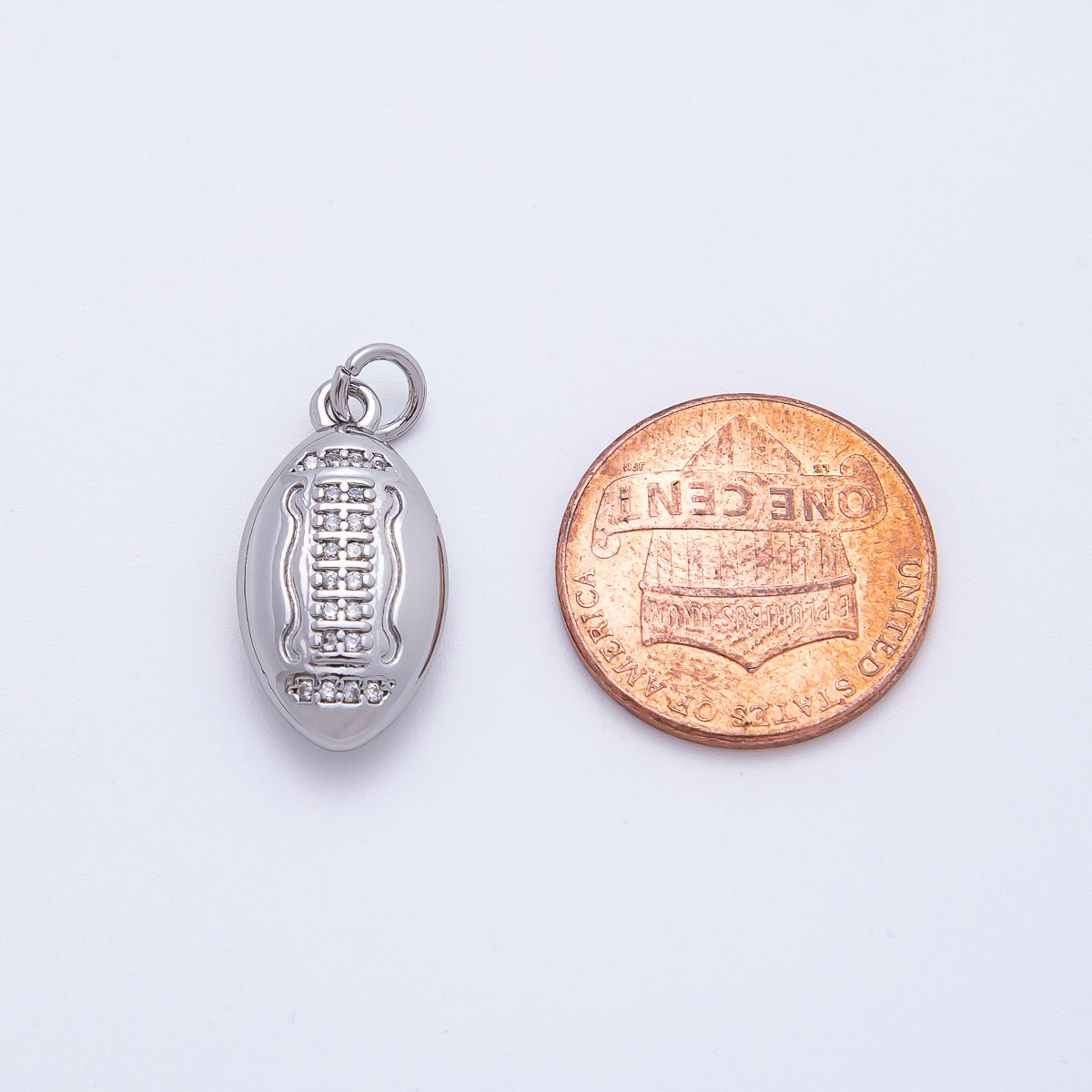 18K Gold Filled Micro Paved CZ American Football Sports Charm in Gold & Silver | N555 - DLUXCA