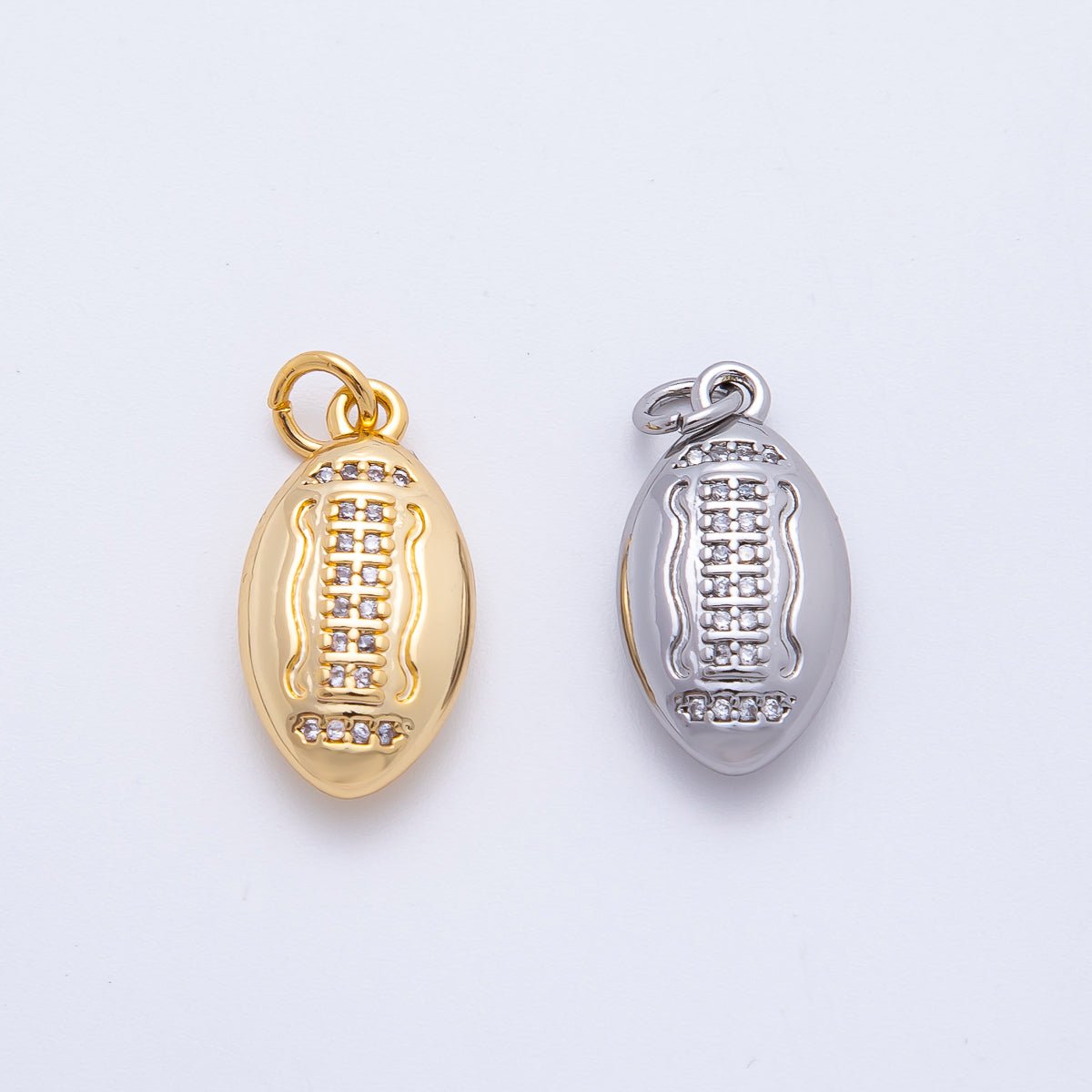 18K Gold Filled Micro Paved CZ American Football Sports Charm in Gold & Silver | N555 - DLUXCA